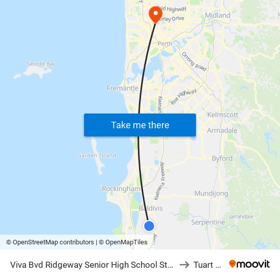 Viva Bvd Ridgeway Senior High School Stand 1 to Tuart Hill map