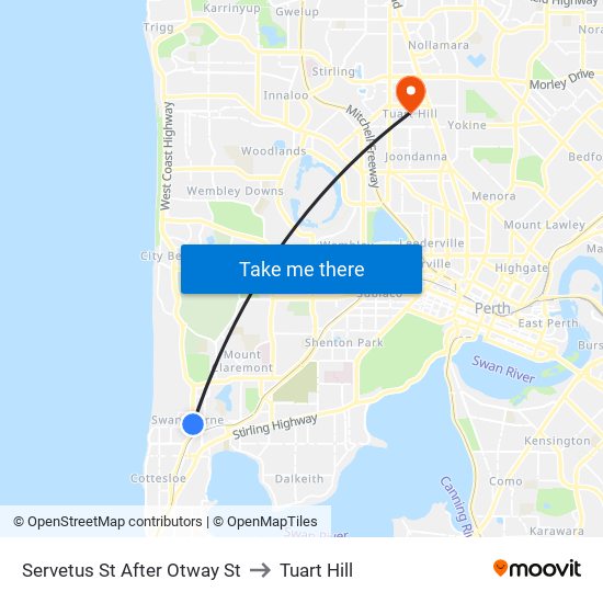 Servetus St After Otway St to Tuart Hill map