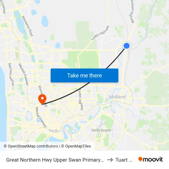 Great Northern Hwy Upper Swan Primary S1 to Tuart Hill map