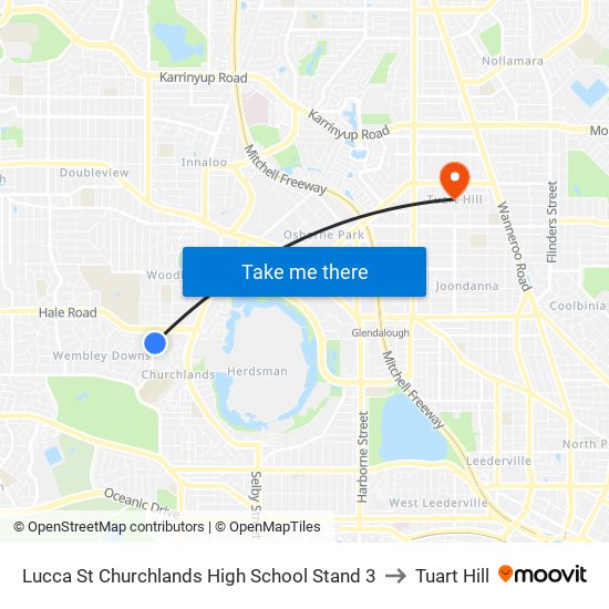 Lucca St Churchlands High School Stand 3 to Tuart Hill map