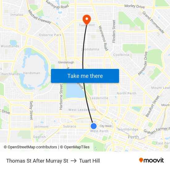 Thomas St After Murray St to Tuart Hill map