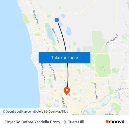 Pinjar Rd Before Yandella Prom to Tuart Hill map