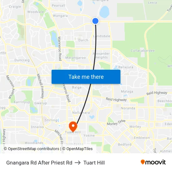 Gnangara Rd After Priest Rd to Tuart Hill map