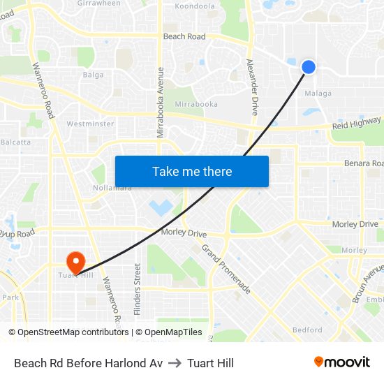 Beach Rd Before Harlond Av to Tuart Hill map