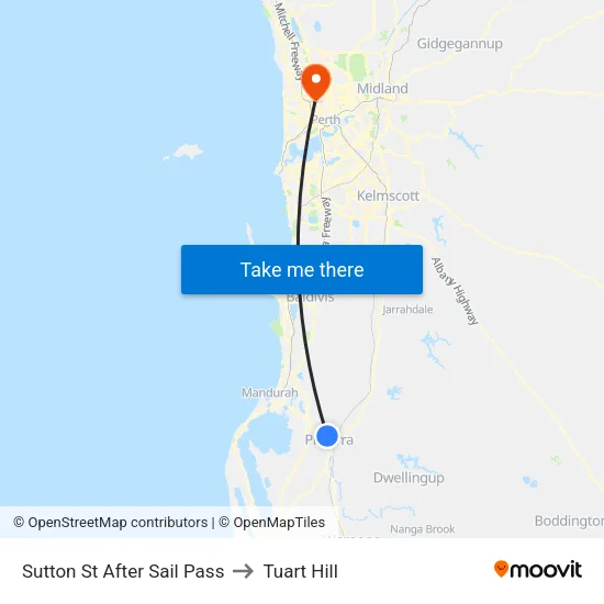 Sutton St After Sail Pass to Tuart Hill map