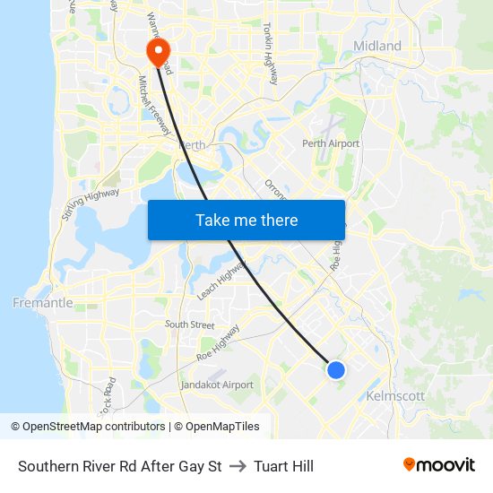 Southern River Rd After Gay St to Tuart Hill map