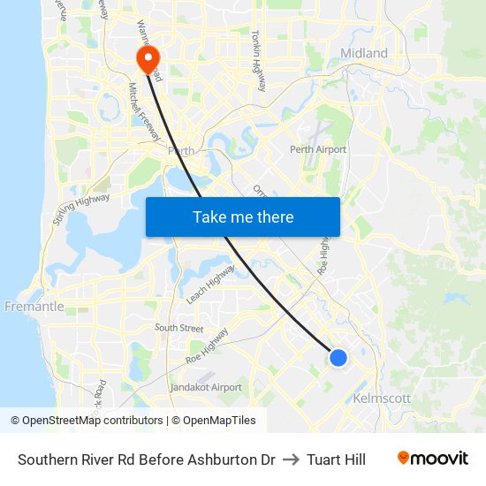 Southern River Rd Before Ashburton Dr to Tuart Hill map