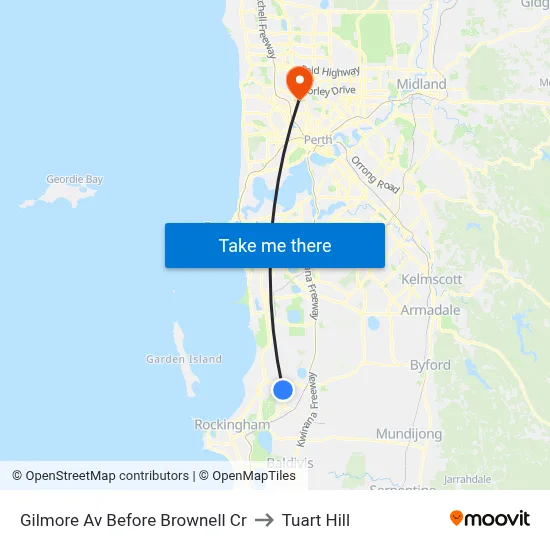 Gilmore Av Before Brownell Cr to Tuart Hill map
