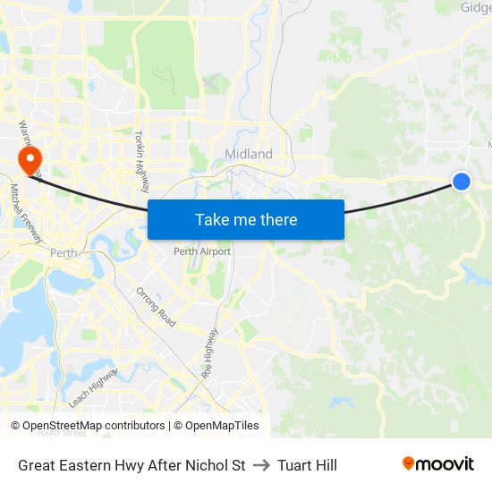 Great Eastern Hwy After Nichol St to Tuart Hill map