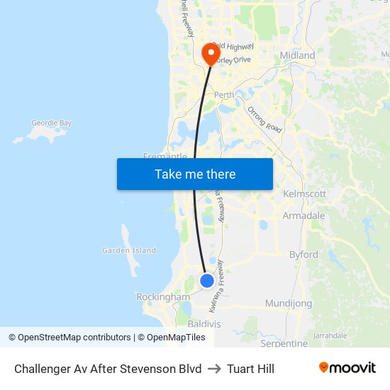 Challenger Av After Stevenson Blvd to Tuart Hill map