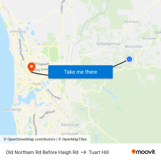 Old Northam Rd Before Haigh Rd to Tuart Hill map