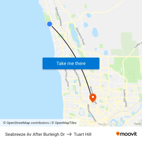 Seabreeze Av After Burleigh Dr to Tuart Hill map