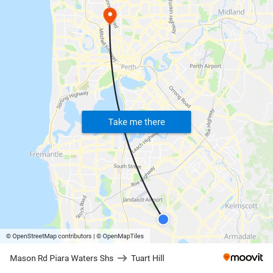 Mason Rd Piara Waters Shs to Tuart Hill map