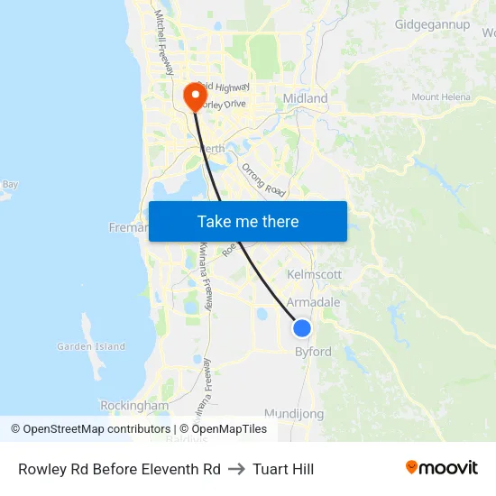 Rowley Rd Before Eleventh Rd to Tuart Hill map