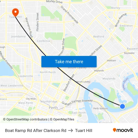 Boat Ramp Rd After Clarkson Rd to Tuart Hill map