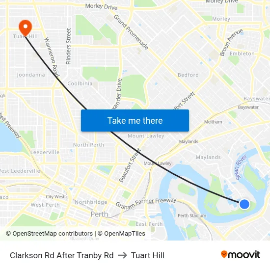 Clarkson Rd After Tranby Rd to Tuart Hill map