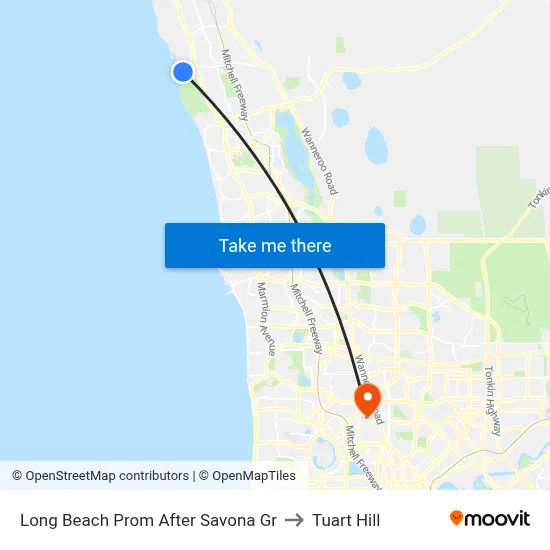Long Beach Prom After Savona Gr to Tuart Hill map