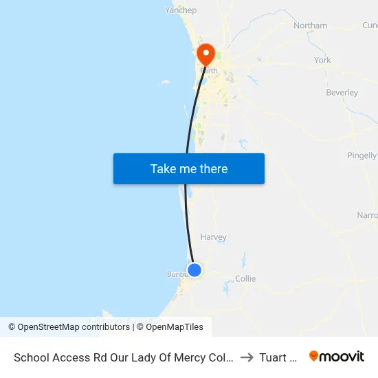 School Access Rd Our Lady Of Mercy College to Tuart Hill map