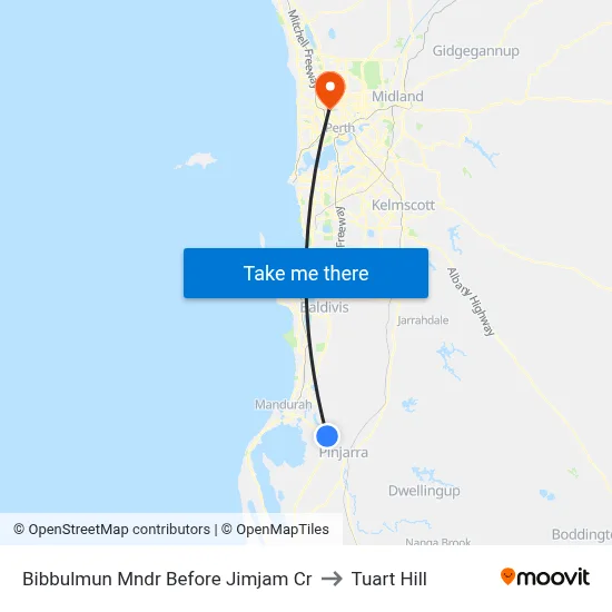 Bibbulmun Mndr Before Jimjam Cr to Tuart Hill map