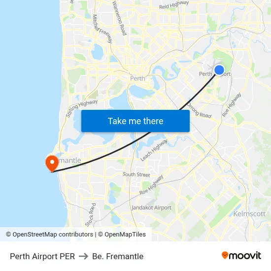Perth Airport PER to Be. Fremantle map