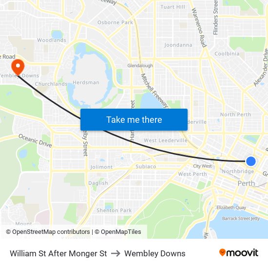 William St After Monger St to Wembley Downs map