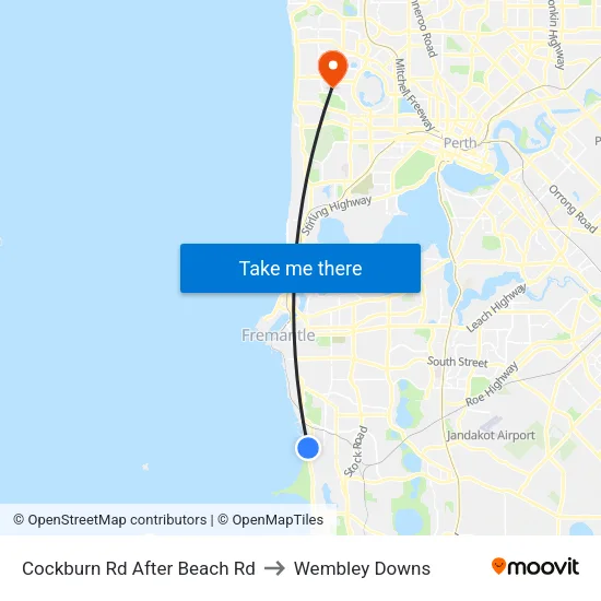 Cockburn Rd After Beach Rd to Wembley Downs map