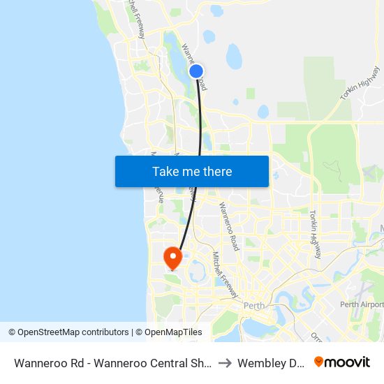 Wanneroo Rd - Wanneroo Central Shopping Ctr to Wembley Downs map