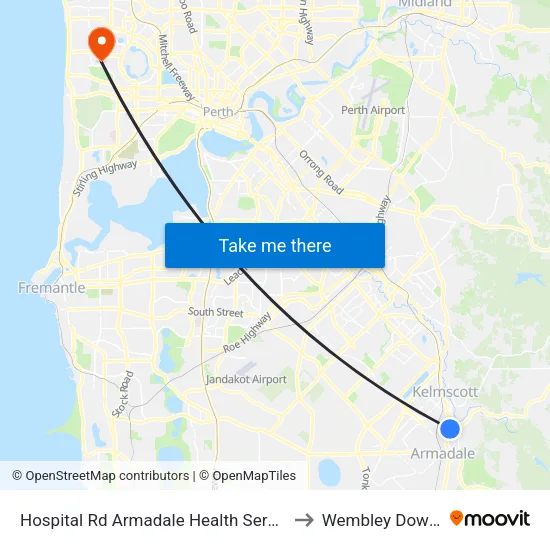 Hospital Rd Armadale Health Service to Wembley Downs map
