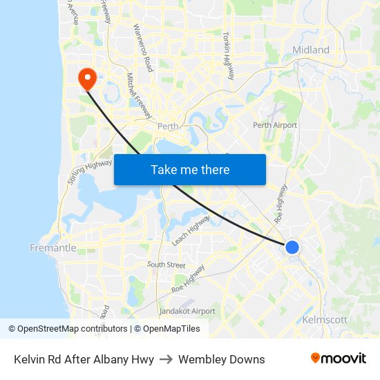 Kelvin Rd After Albany Hwy to Wembley Downs map