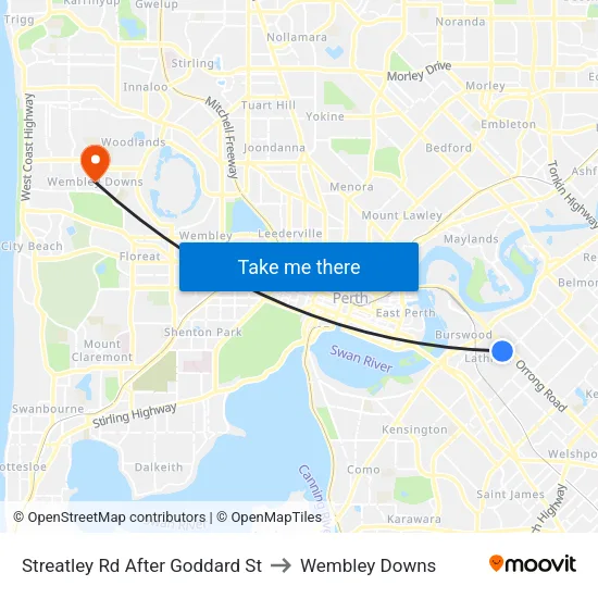Streatley Rd After Goddard St to Wembley Downs map