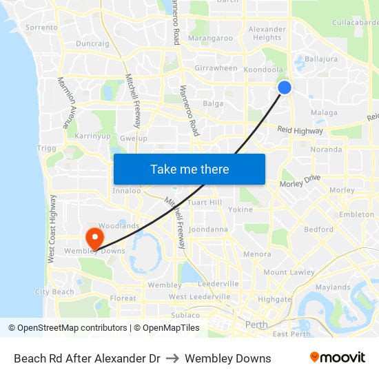 Beach Rd After Alexander Dr to Wembley Downs map