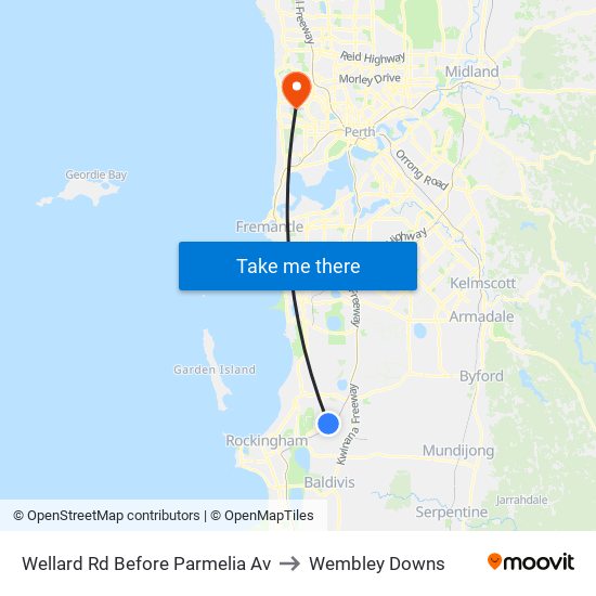 Wellard Rd Before Parmelia Av to Wembley Downs map