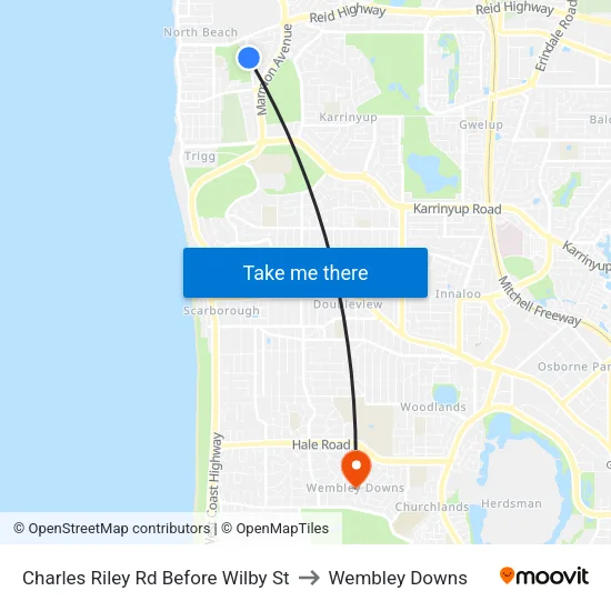 Charles Riley Rd Before Wilby St to Wembley Downs map