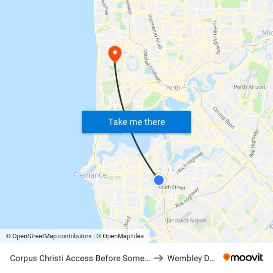 Corpus Christi Access Before Somerville Bvd to Wembley Downs map