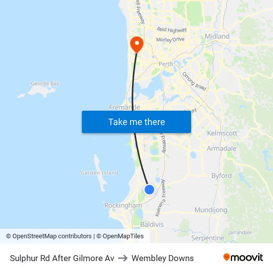 Sulphur Rd After Gilmore Av to Wembley Downs map