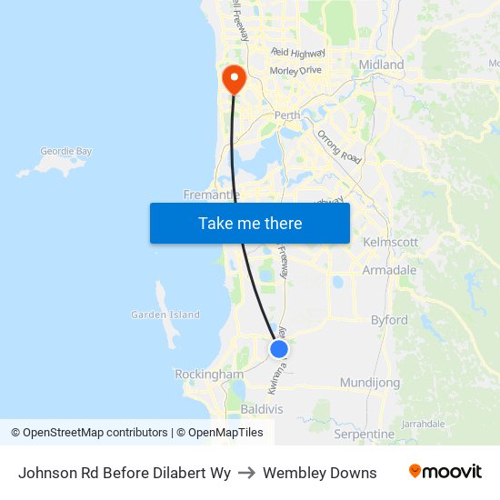 Johnson Rd Before Dilabert Wy to Wembley Downs map