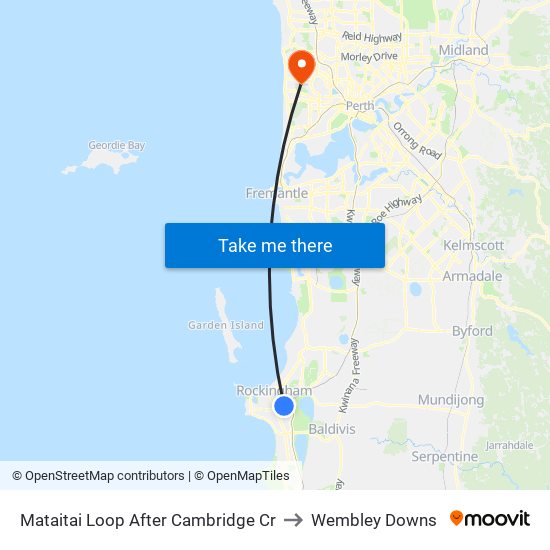 Mataitai Loop After Cambridge Cr to Wembley Downs map