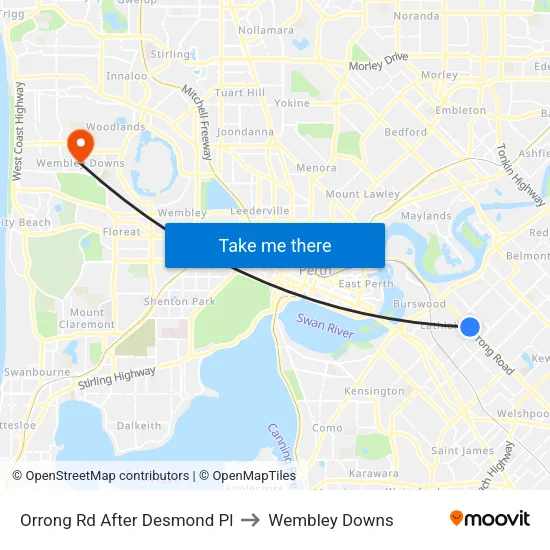 Orrong Rd After Desmond Pl to Wembley Downs map