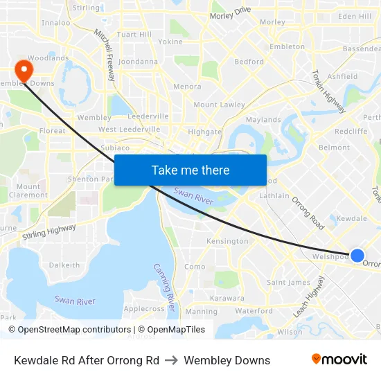 Kewdale Rd After Orrong Rd to Wembley Downs map