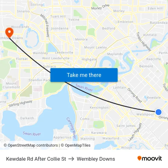 Kewdale Rd After Collie St to Wembley Downs map