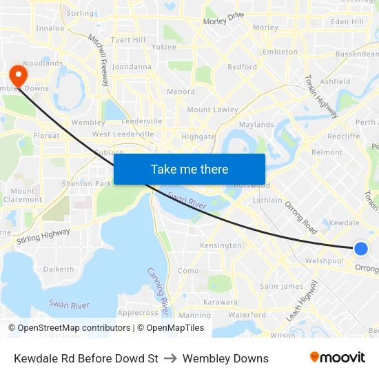 Kewdale Rd Before Dowd St to Wembley Downs map