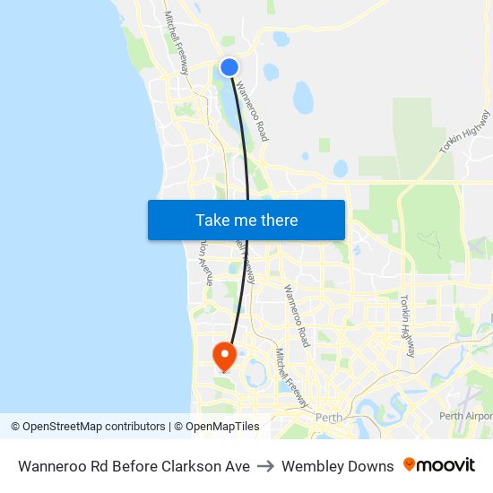 Wanneroo Rd Before Clarkson Ave to Wembley Downs map