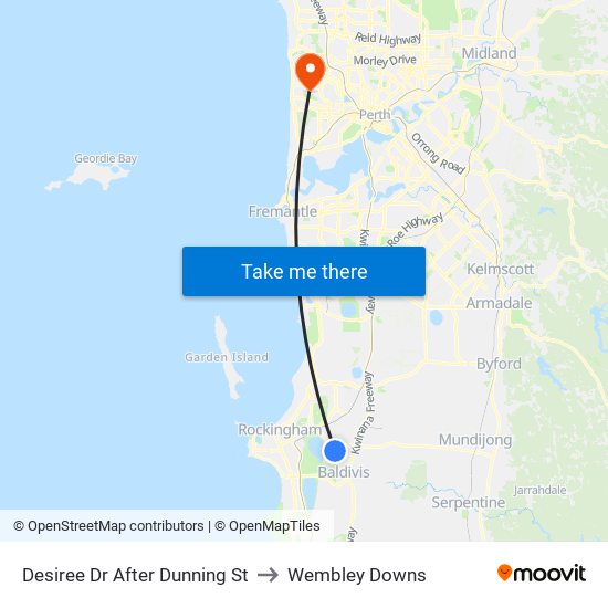 Desiree Dr After Dunning St to Wembley Downs map