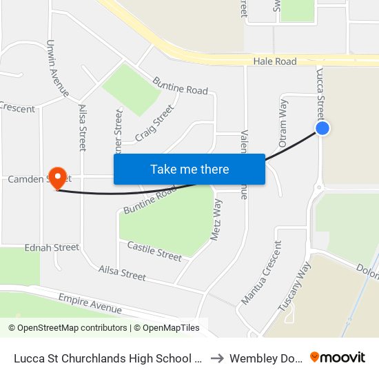 Lucca St Churchlands High School Stand 3 to Wembley Downs map