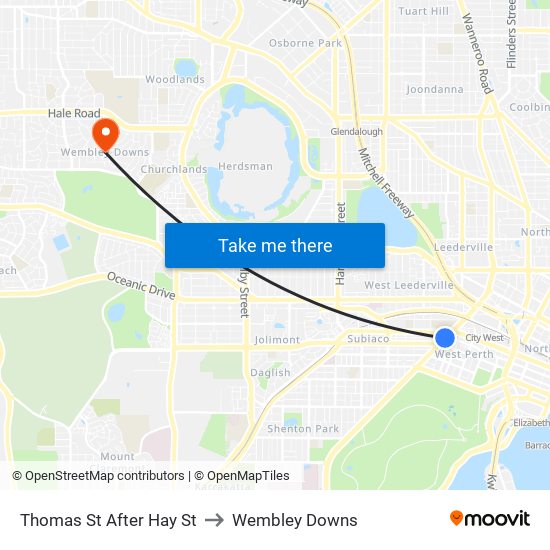 Thomas St After Hay St to Wembley Downs map