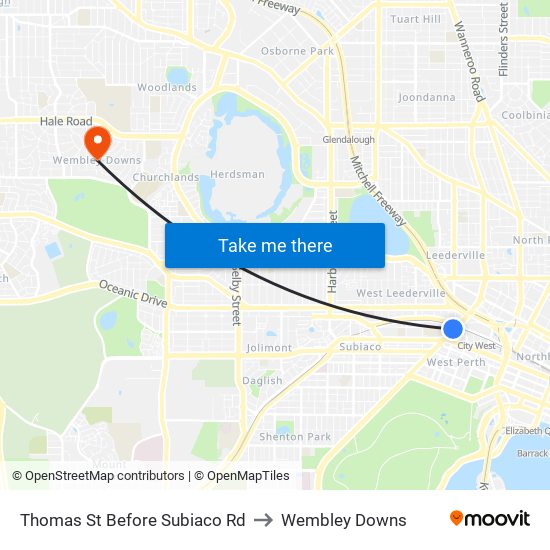 Thomas St Before Subiaco Rd to Wembley Downs map