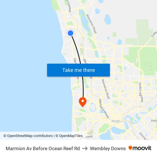 Marmion Av Before Ocean Reef Rd to Wembley Downs map