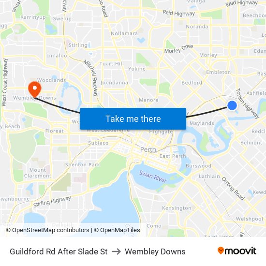 Guildford Rd After Slade St to Wembley Downs map