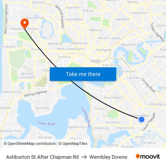 Ashburton St After Chapman Rd to Wembley Downs map