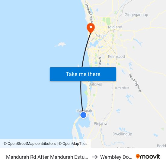 Mandurah Rd After Mandurah Estuary Bdg to Wembley Downs map